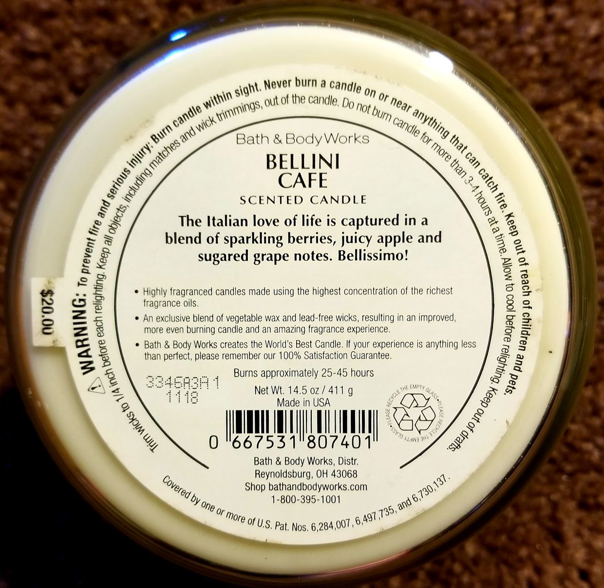 CANDLE: International Bath & Bodyworks Italy Bellini Café 2013 - Bath & Bodyworks Candle (International Candles) action figure collectible - Main Image 2