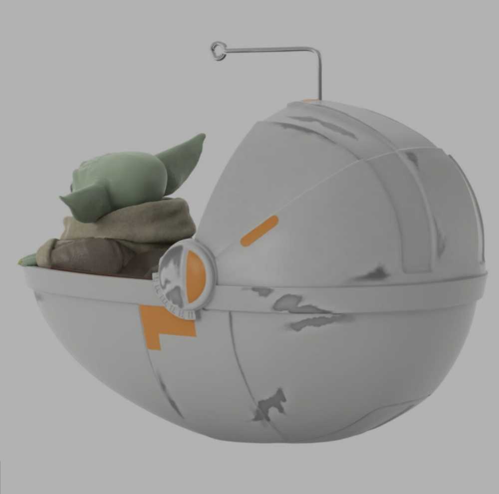 Hallmark Keepsake Christmas Ornament Star Wars: Grogu in Pran 2020 MANDO - Hallmark Keepsake Ornaments (Star Wars The Mandalorian) action figure collectible [Barcode 0763795680450] - Main Image 4