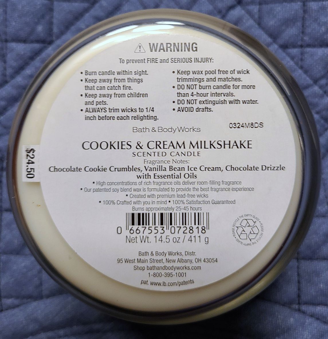CANDLE: Summer Treats Bath & Bodyworks Cookies and Cream Milkshake - Bath & Bodyworks Candle (Summer Candles) action figure collectible [Barcode 667553072818] - Main Image 2