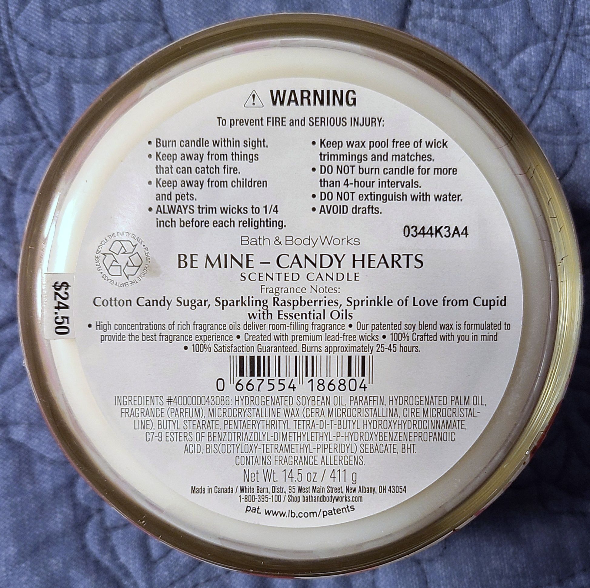 CANDLE: Valentine’s Day Bath & Body Works Be Mine Candy Hearts 2021 - Bath & Bodyworks Candle (Valentine’s Day Candles) action figure collectible [Barcode 3048684333400] - Main Image 2