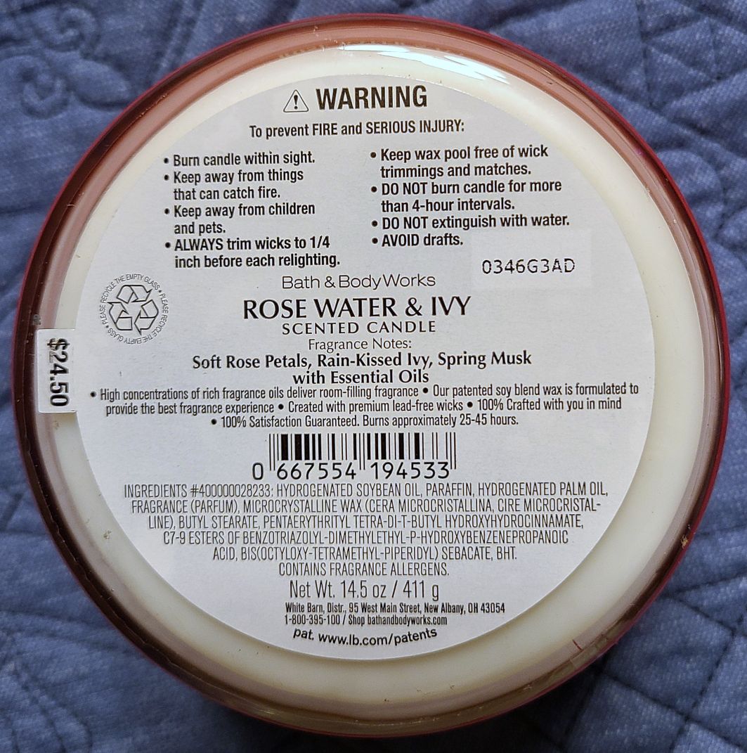 CANDLE: Valentine’s Day Bath & Body Works Rose Water & Ivy LOVE 2020 - Bath & Bodyworks Candle (Valentine’s Day Candles) action figure collectible [Barcode 667554194533] - Main Image 2
