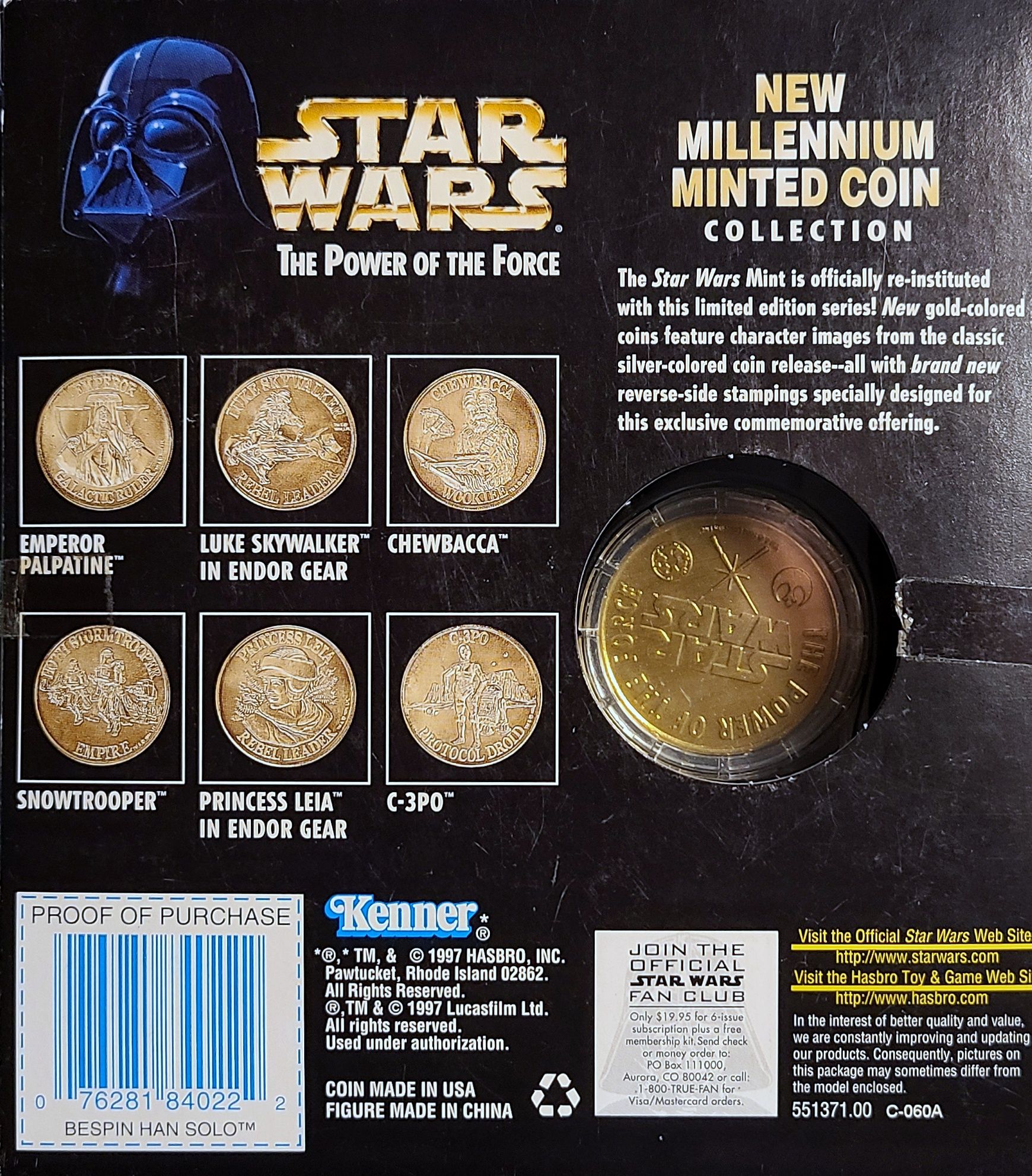 Millennium Minted Coin Collection - Han Solo - Kenner/Hasbro (Star Wars - Power of the Force - Green Card) action figure collectible - Main Image 2