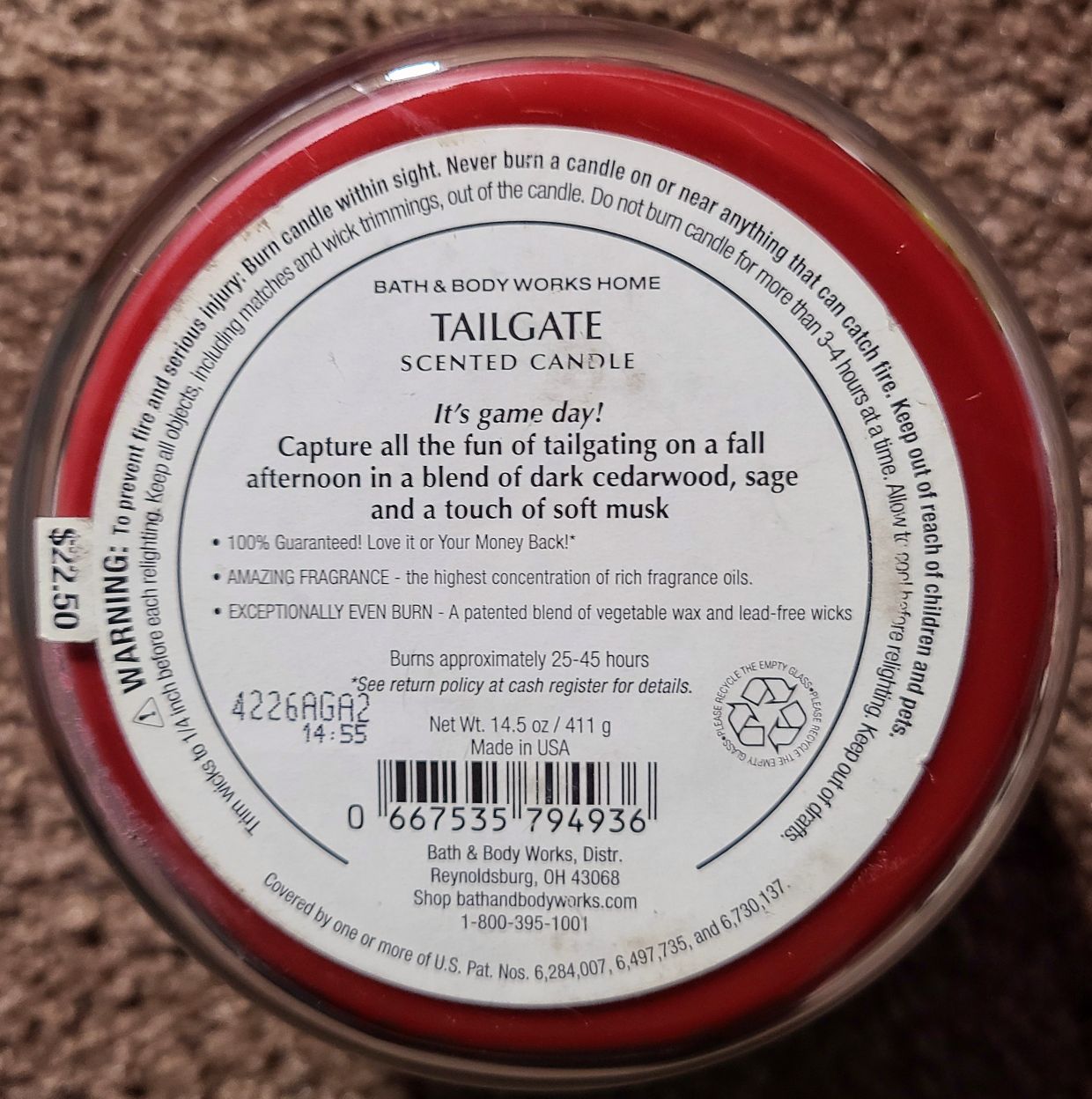 CANDLE: Football Bath and Bodyworks Tailgate 2014 - Bath & Bodyworks Candle (Sports Candles) action figure collectible - Main Image 2