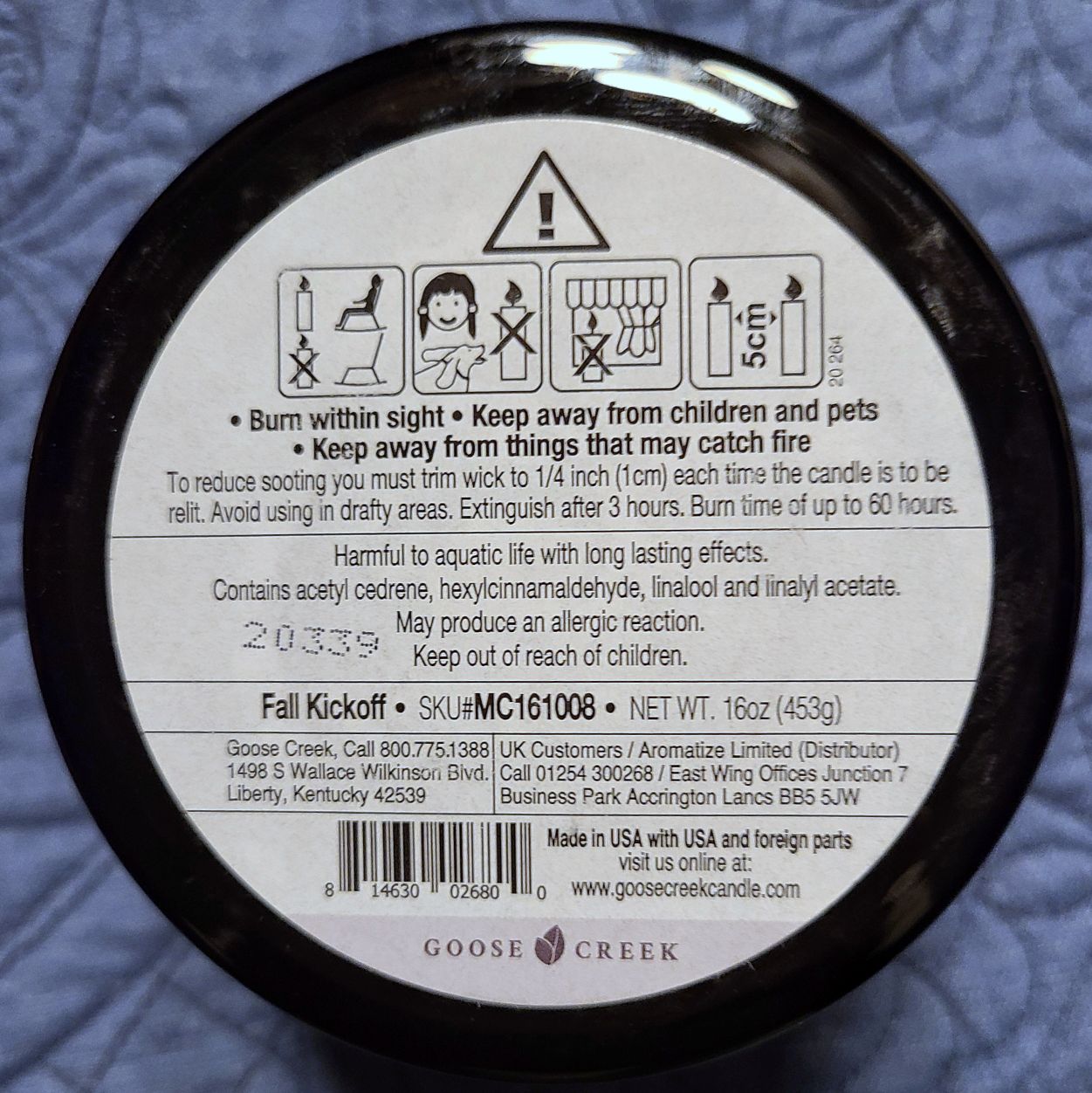 CANDLE: Football Goose Creek Fall Kickoff 2020 - Goose Creek Candle (Sports Candles) action figure collectible [Barcode 814630026800] - Main Image 2