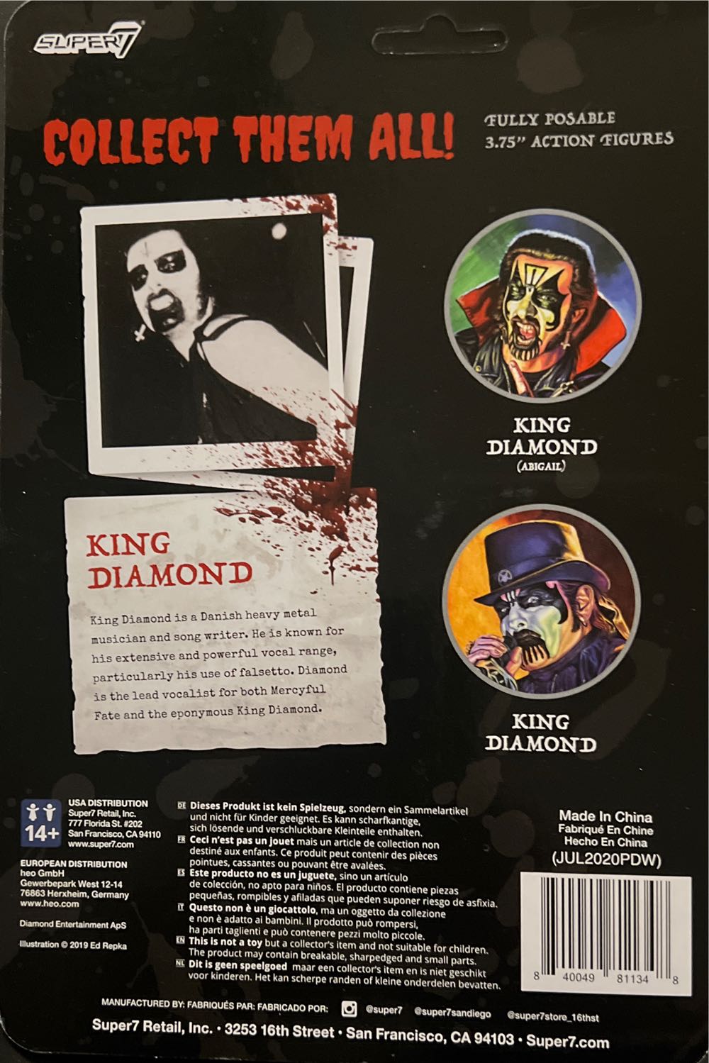 Super7  - King Diamond (Mercyful Fate) (First Tour) - Super7 (King Diamond) action figure collectible [Barcode 840049811348] - Main Image 2