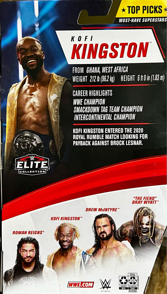 Kofi Kingston Top Picks - Mattel Wwe (WWE Elite Top Picks) action figure collectible [Barcode 887961922660] - Main Image 2