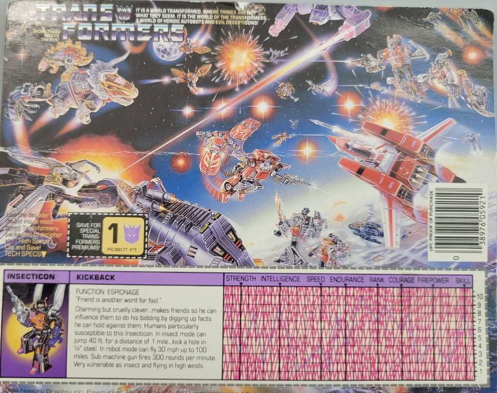 Transformers G1 Kickback Insecticon - Hasbro (1985) action figure collectible [Barcode 038976059210] - Main Image 3