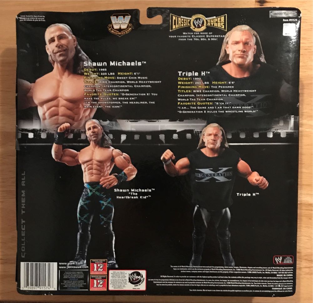 WWE Jakks Pacific Classic Superstars Ringside Collectibles Exclusive: “D-Generation X” Shawn Michaels & Triple H - WWE Jakks Pacific Classic Superstars (WWE Jakks Pacific Classic Superstars Ringside Collectibles Exclusive) action figure collectible [Barcode 039897915746] - Main Image 2