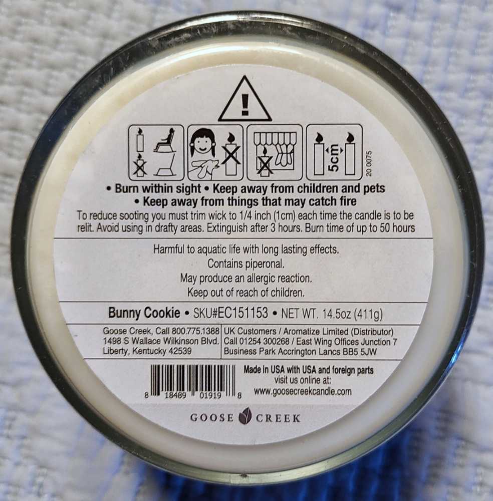 CANDLE: Easter Goose Creek Bunny Cookie 2021 - Goose Creek Candle (Easter Candles) action figure collectible [Barcode 818489019198] - Main Image 2