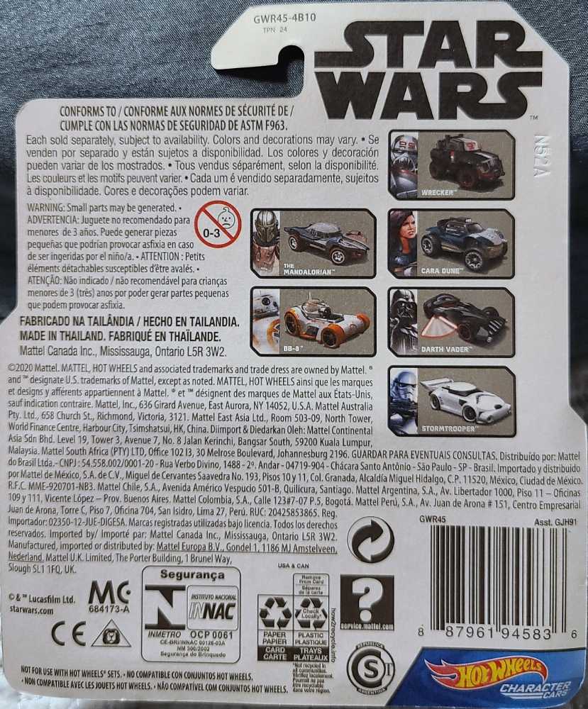 Hot Wheels Star Wars Character The Child Grogu White Card MANDO - Hot Wheels by Mattel (Star Wars Hot Wheels) action figure collectible [Barcode 887961945836] - Main Image 2