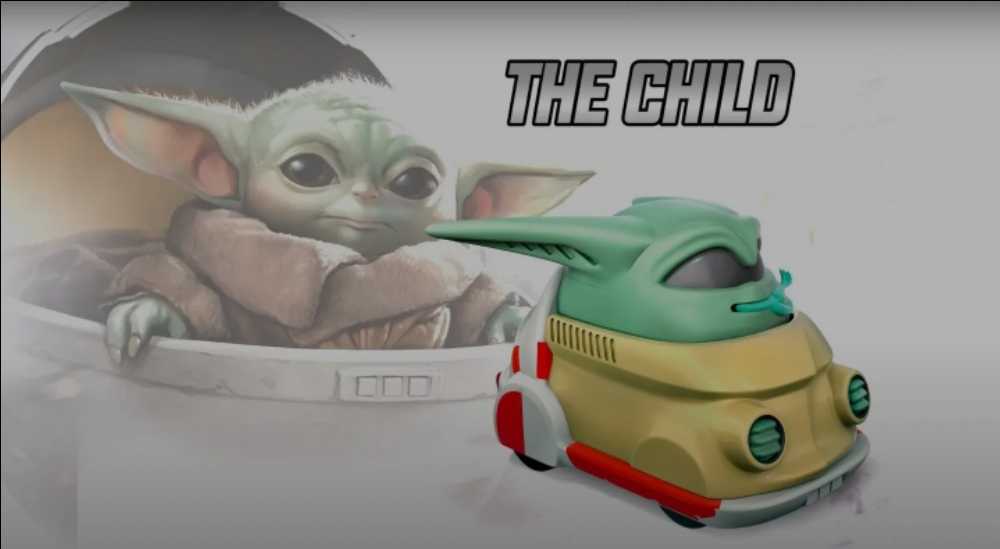 Hot Wheels Star Wars Character The Child Grogu White Card MANDO - Hot Wheels by Mattel (Star Wars Hot Wheels) action figure collectible [Barcode 887961945836] - Main Image 3