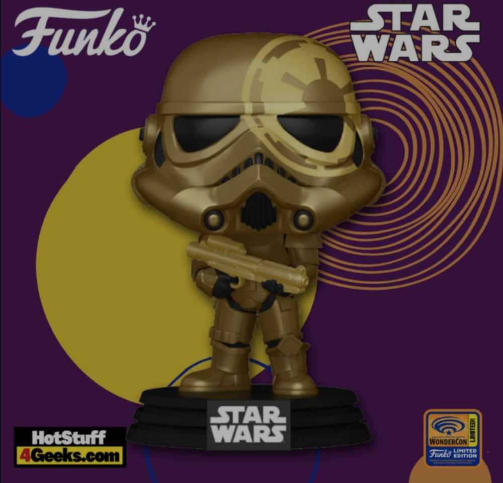 Funko Pop! Movies: Star Wars Golden Stormtrooper (Futura) from Wonder Con 2020 - Funko (Star Wars Target Exclusive) action figure collectible [Barcode 889698542746] - Main Image 3
