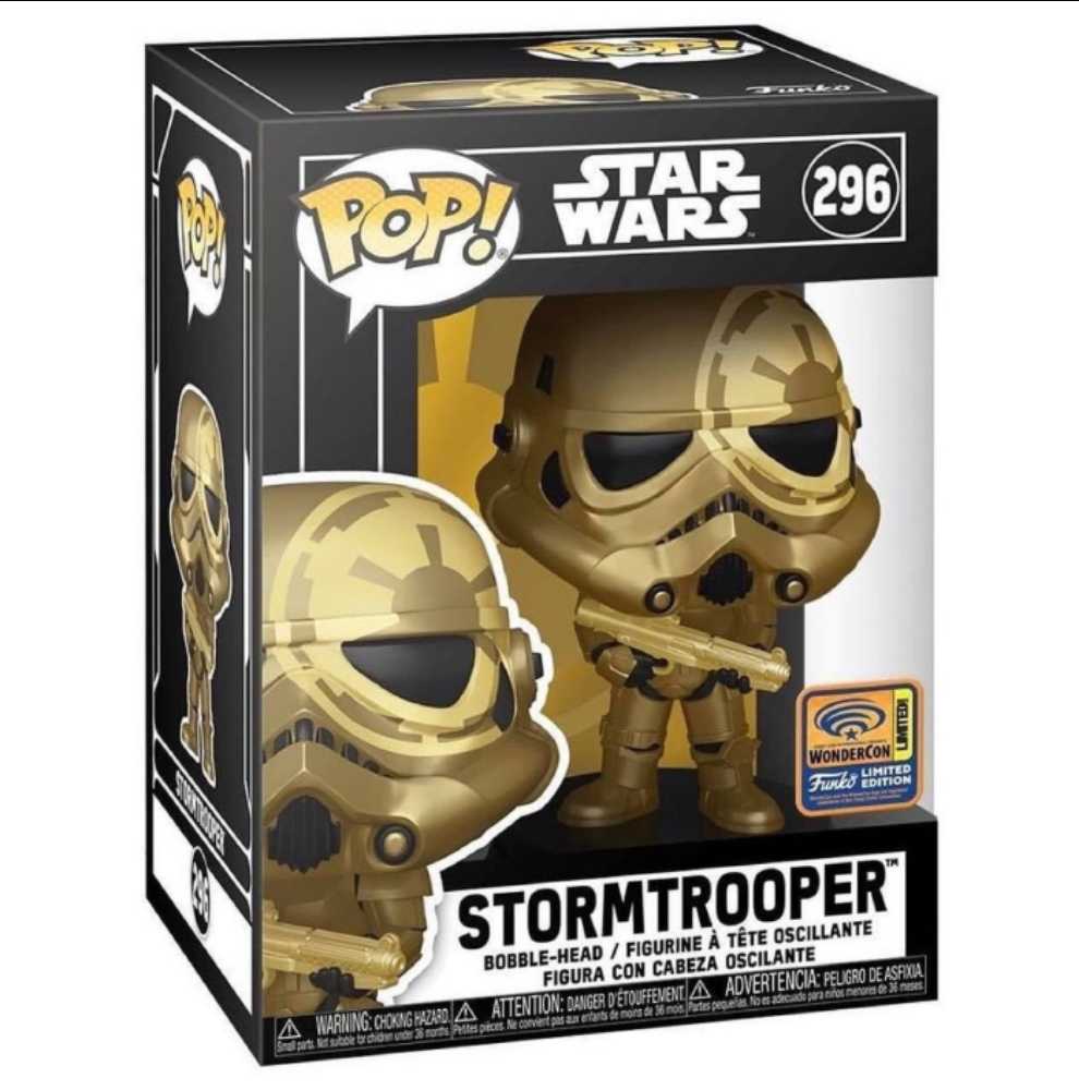 Funko Pop! Movies: Star Wars Golden Stormtrooper (Futura) from Wonder Con 2020 - Funko (Star Wars Target Exclusive) action figure collectible [Barcode 889698542746] - Main Image 4