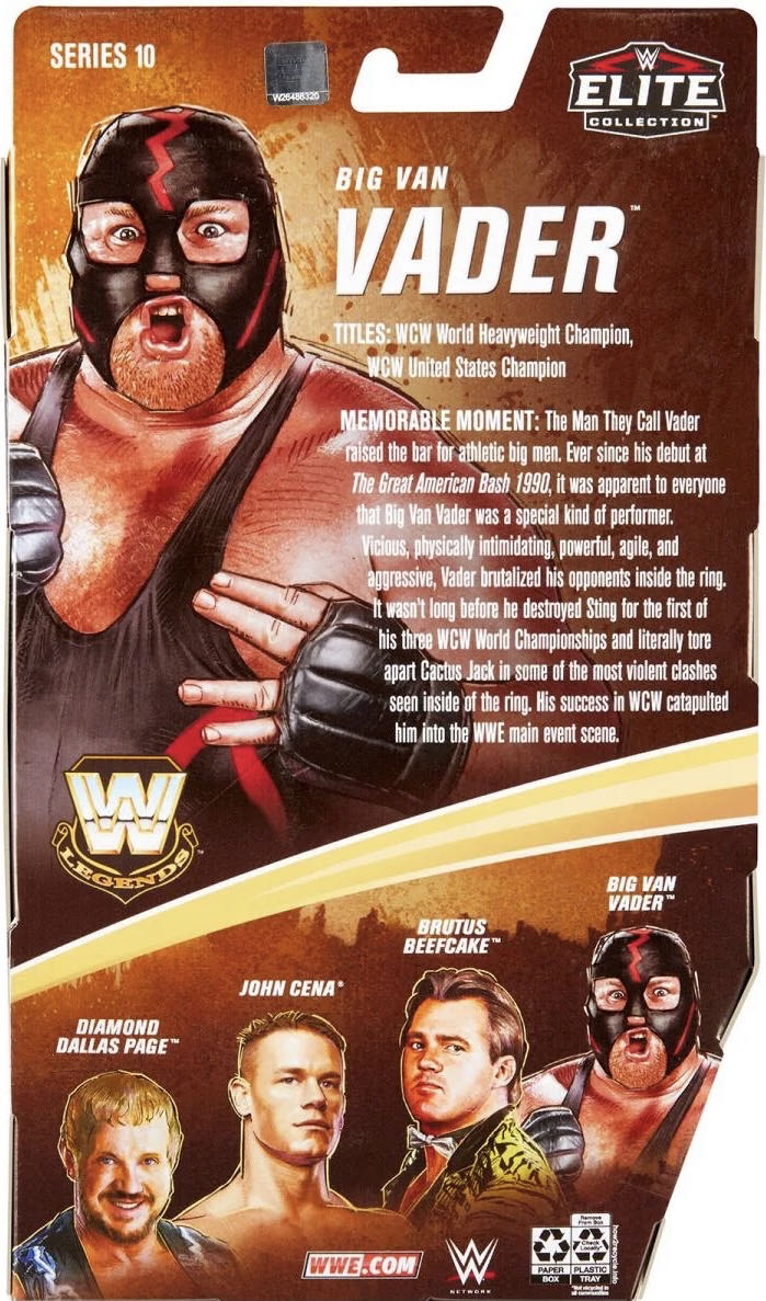 VADER (BIG VAN VADER) - WWE ELITE COLLECTION LEGENDS SERIES 10 (EXCLUSIVE) - Mattel (Attire Date: July 7, 1990 @ WCW Great American Bash) action figure collectible [Barcode 887961947984] - Main Image 2