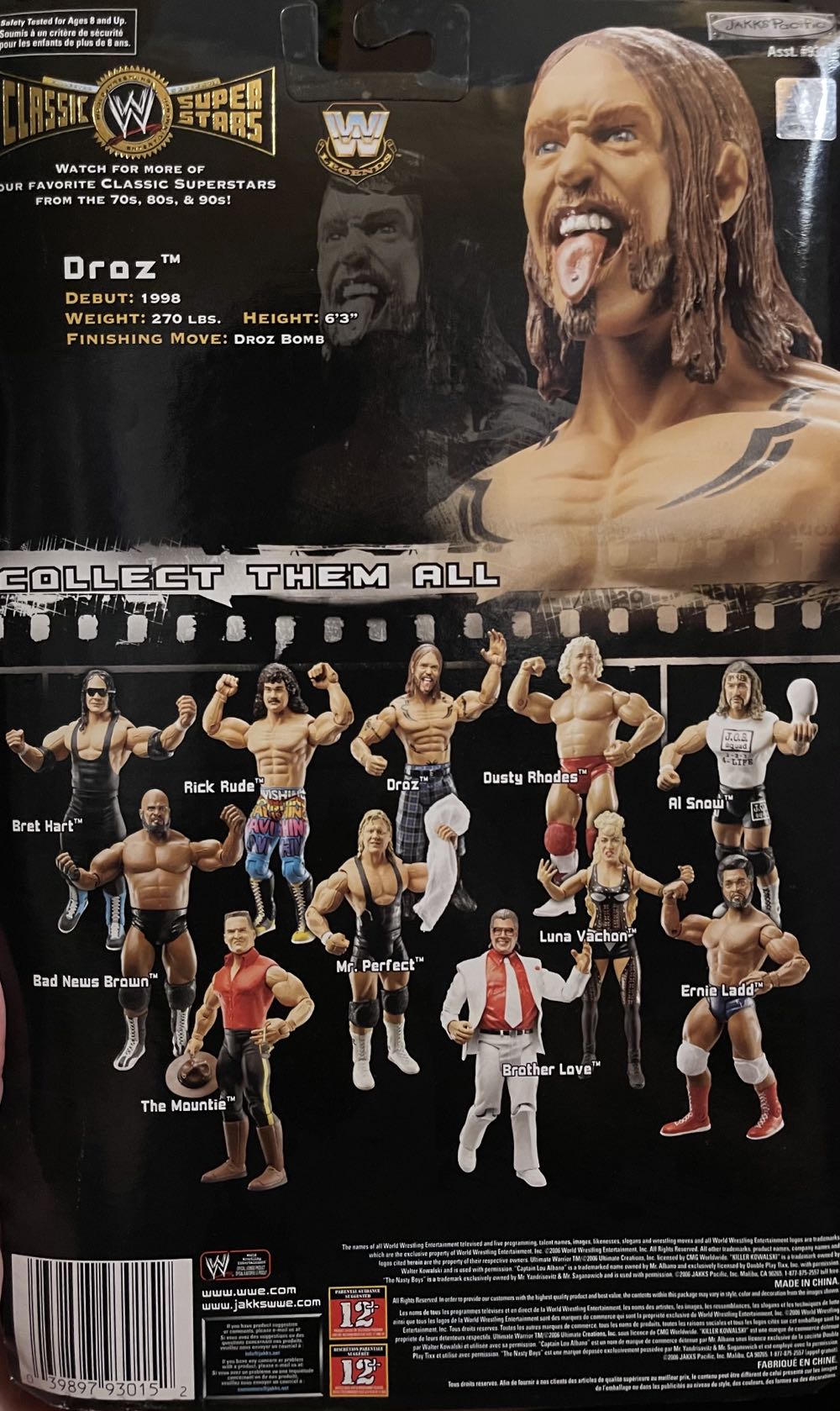 Droz - Jakks Pacific (WWE Classic Superstars) action figure collectible [Barcode 039897930152] - Main Image 2