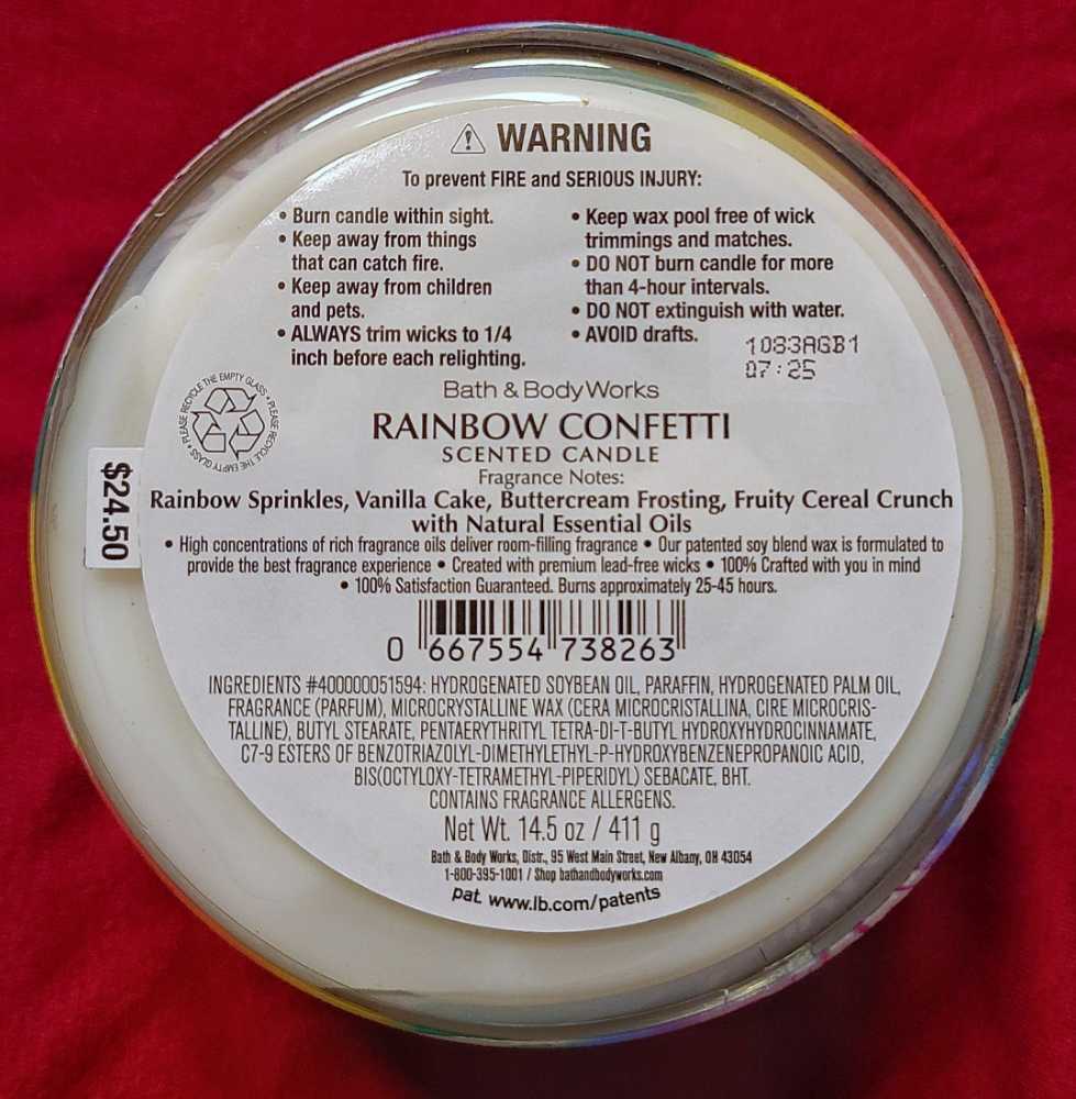 CANDLE: Pride Month Bath & Body Works Rainbow Confetti - Bath & Bodyworks Candle (Pride Month Candle) action figure collectible [Barcode 667554738263] - Main Image 2