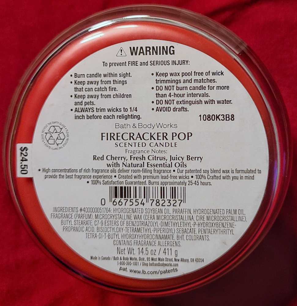 CANDLE: USA Patriotic Bath & Body Works Firecracker Pop 2021 - Bath & Bodyworks Candle (USA Candles) action figure collectible [Barcode 667554782327] - Main Image 2