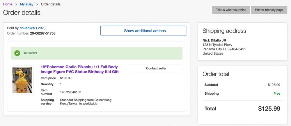 Pikachu 1/1 PVC   action figure collectible - Main Image 2