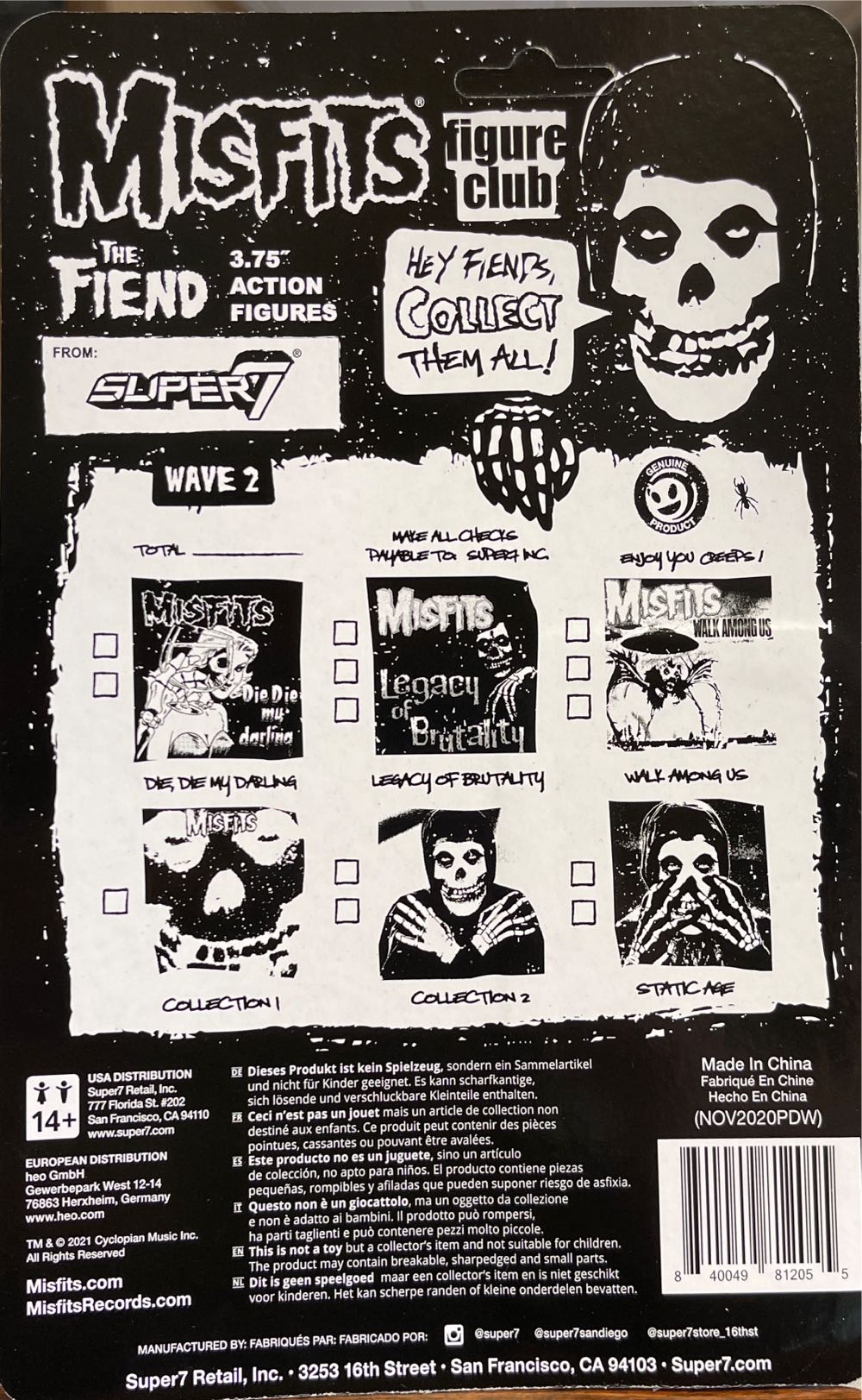 Misfits The Fiend 1978 Static Age Clear Purple Super 7 - Super 7 action figure collectible [Barcode 840049812055] - Main Image 2