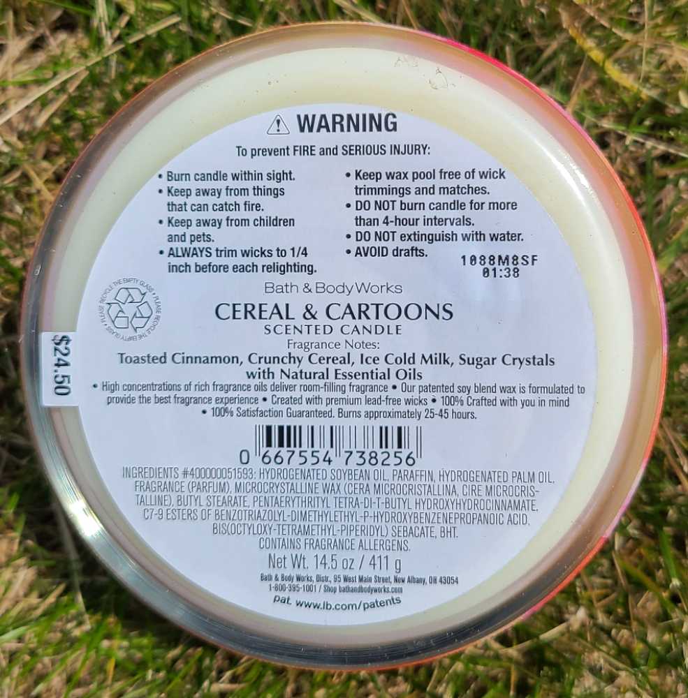 CANDLE: Food Bath & Body Cereal & Cartoons 2021 - Bath & Bodyworks Candle (Food Candles) action figure collectible [Barcode 667554738256] - Main Image 2