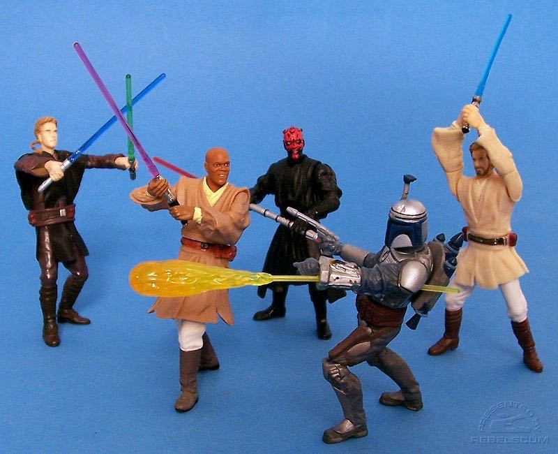 Mace Windu , Anakin Skywalker , Darth Maul , Obi-Wan Kenobi , and Jango Fett - Star Wars (Battle Pack Jedi Vs Separatists Set) - Hasbro (Star Wars) action figure collectible [Barcode 653569068327] - Main Image 3