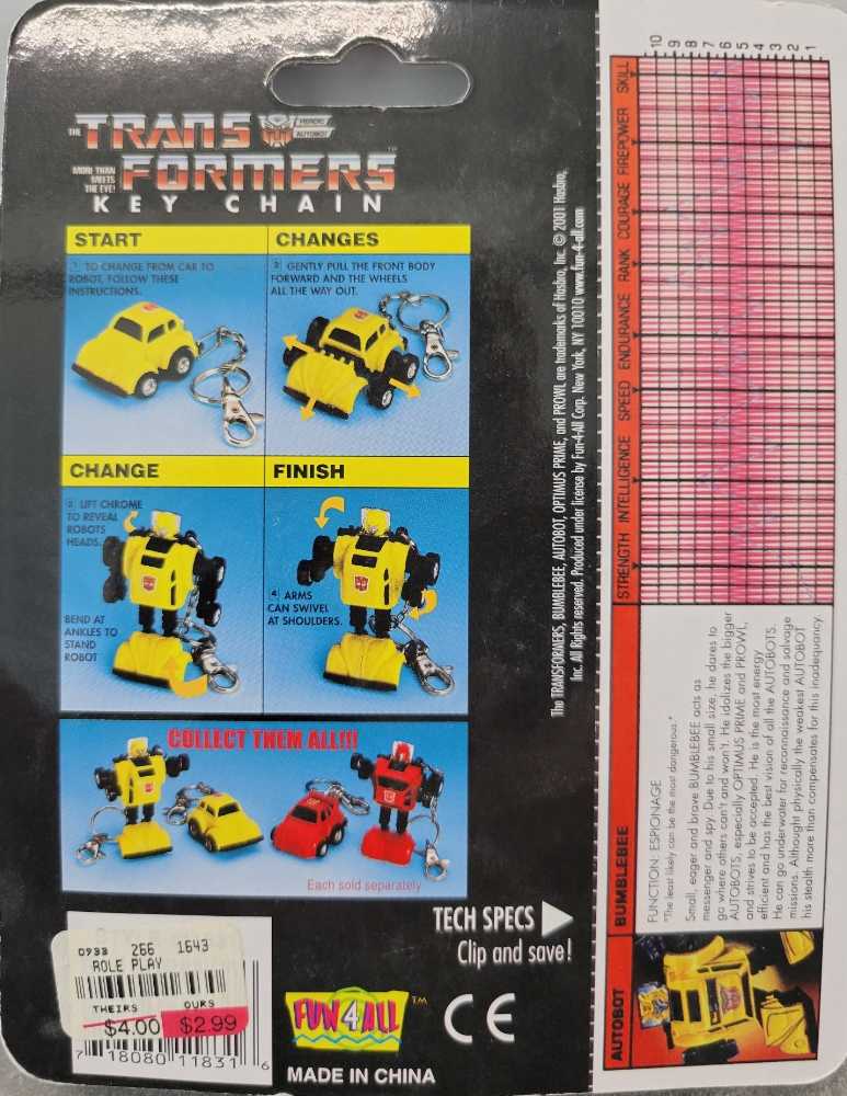 Bumblebee  - Fun 4 All (Key Chain) action figure collectible [Barcode 08011831] - Main Image 3