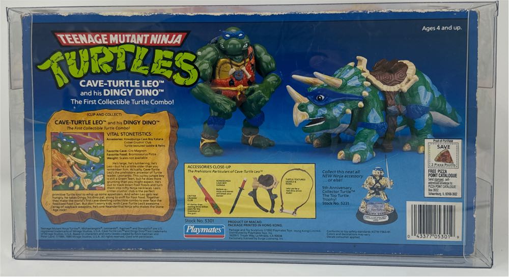 Cave-Turtle Leo and his Dingy Dino - Playmates (Teenage Mutant Ninja Turtles (1992)) action figure collectible [Barcode 043377053019] - Main Image 2