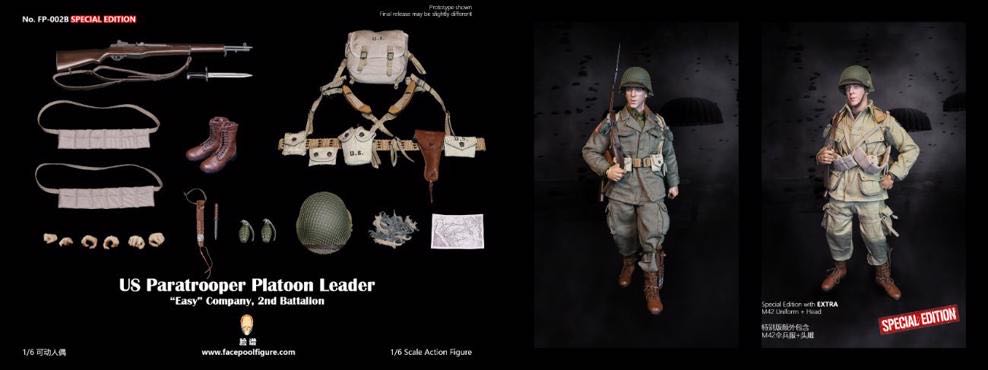Facepoolfigure - WWII US Paratrooper Platoon Leader 101st Airborne Captain Richard Winters - Facepoolfigure (WWII Normandy 1945) action figure collectible - Main Image 3