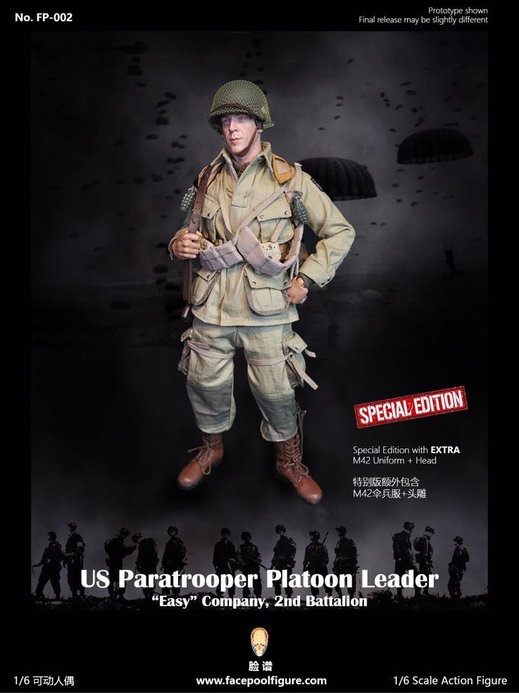 Facepoolfigure - WWII US Paratrooper Platoon Leader 101st Airborne Captain Richard Winters - Facepoolfigure (WWII Normandy 1945) action figure collectible - Main Image 4