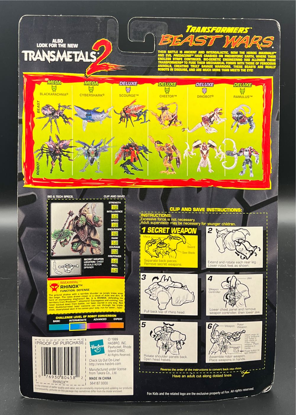 Rhinox (Fox Kids) - Hasbro (Transformers: Beast Wars) action figure collectible [Barcode 076930804582] - Main Image 2