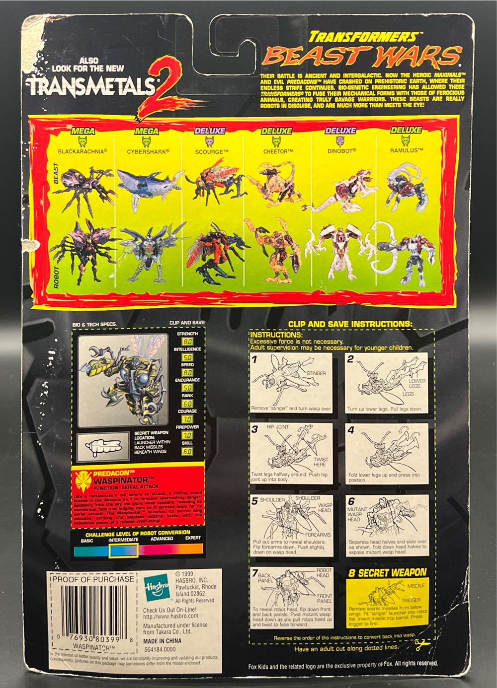 Waspinator (Fox Kids Recolor) - Hasbro (Transformers: Beast Wars) action figure collectible [Barcode 076930803998] - Main Image 2