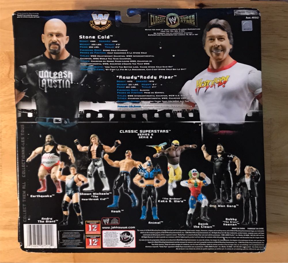 WWE Jakks Pacific Classic Superstars Limited Edition 2 Pack: Piper’s Pit — “Rowdy” Roddy Piper and “Stone Cold” Steve Austin - Jakks Pacific (WWE Jakks Classic Superstars) action figure collectible [Barcode 039897975122] - Main Image 2