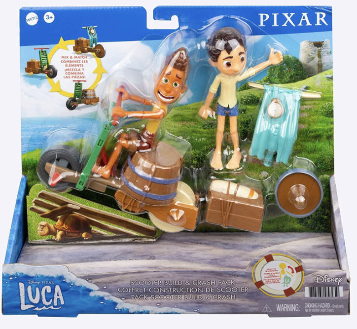 Luca: SCOOTER BUILD & CRASH PACK with Luca & Alberto - Mattel (Disney•Pixar: Luca) action figure collectible [Barcode 887961958959] - Main Image 2