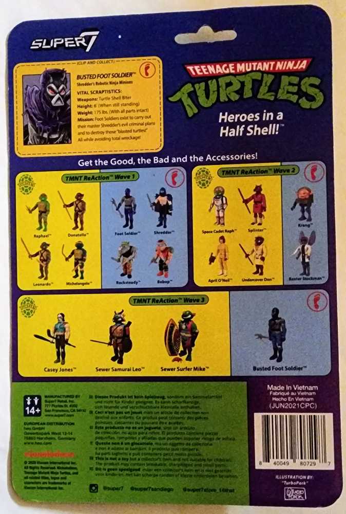 TMNT Super 7 Reaction Busted Foot Soldier - Super 7 / ReAction Figures (TMNT: ReAction Figures) action figure collectible [Barcode 840049807297] - Main Image 2