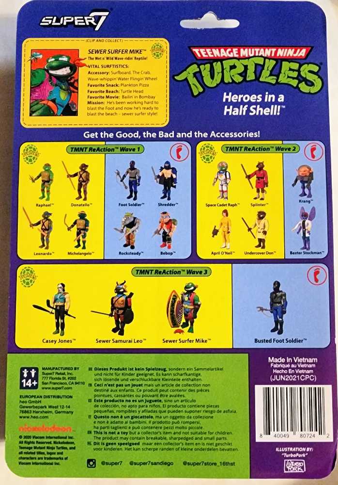 Sewer Surfer Mike - Super7 (Teenage Mutant Ninja Turtles) action figure collectible [Barcode 840049807242] - Main Image 2