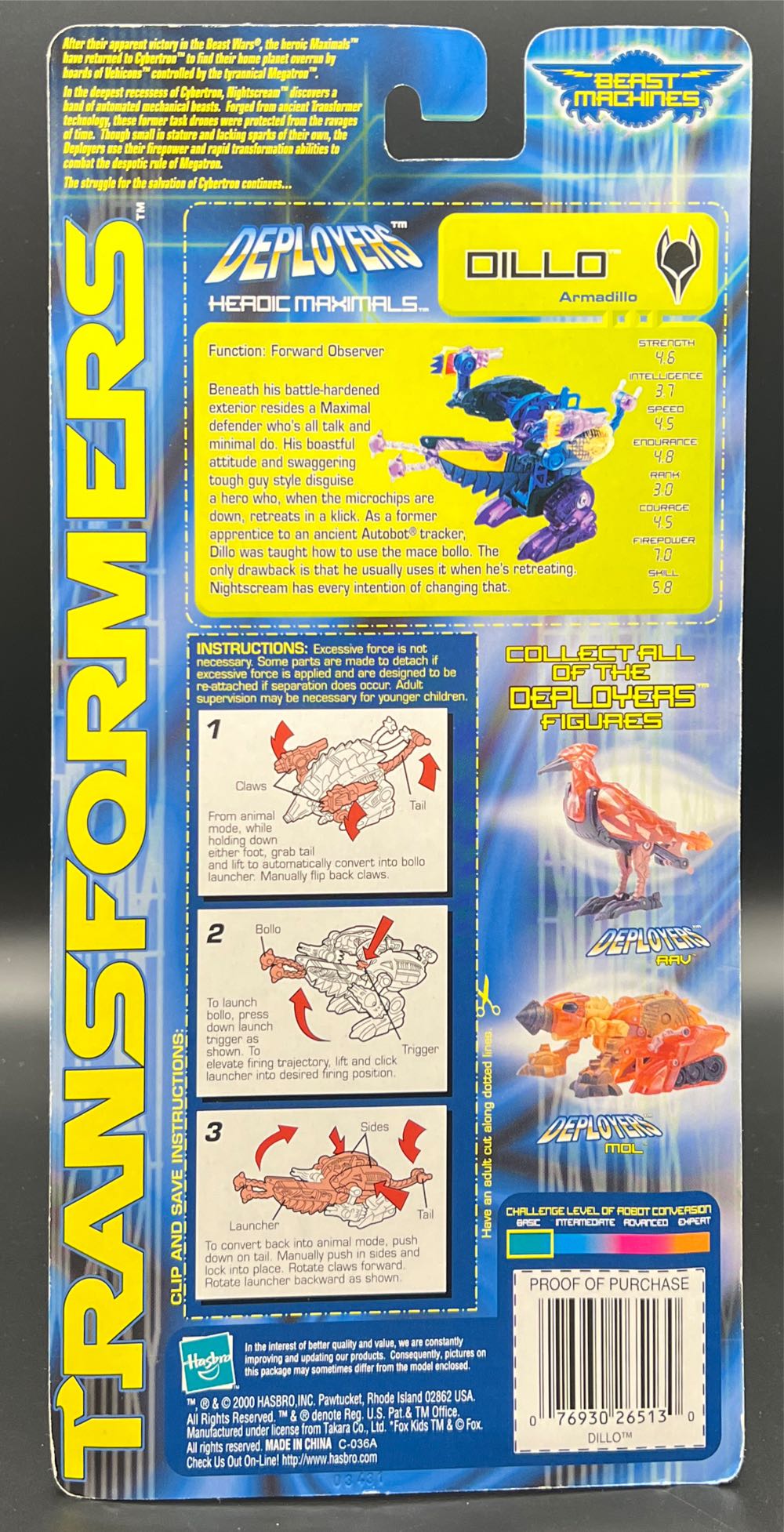 Dillo (Recolor) - Hasbro (Transformers: Beast Machines) action figure collectible [Barcode 076930265130] - Main Image 2