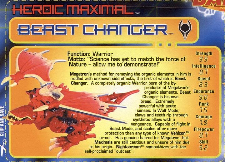 Beast Changer (Savage / Noble) - Hasbro (Transformers: Beast Machines) action figure collectible [Barcode 076930805268] - Main Image 3