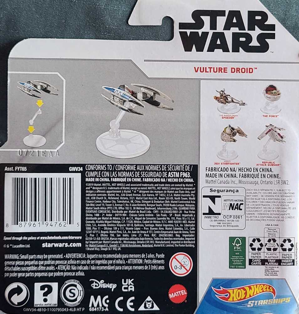 Hot Wheels - Vulture Droid - Mattel (Star Wars Hot Wheels) action figure collectible [Barcode 887961947625] - Main Image 2