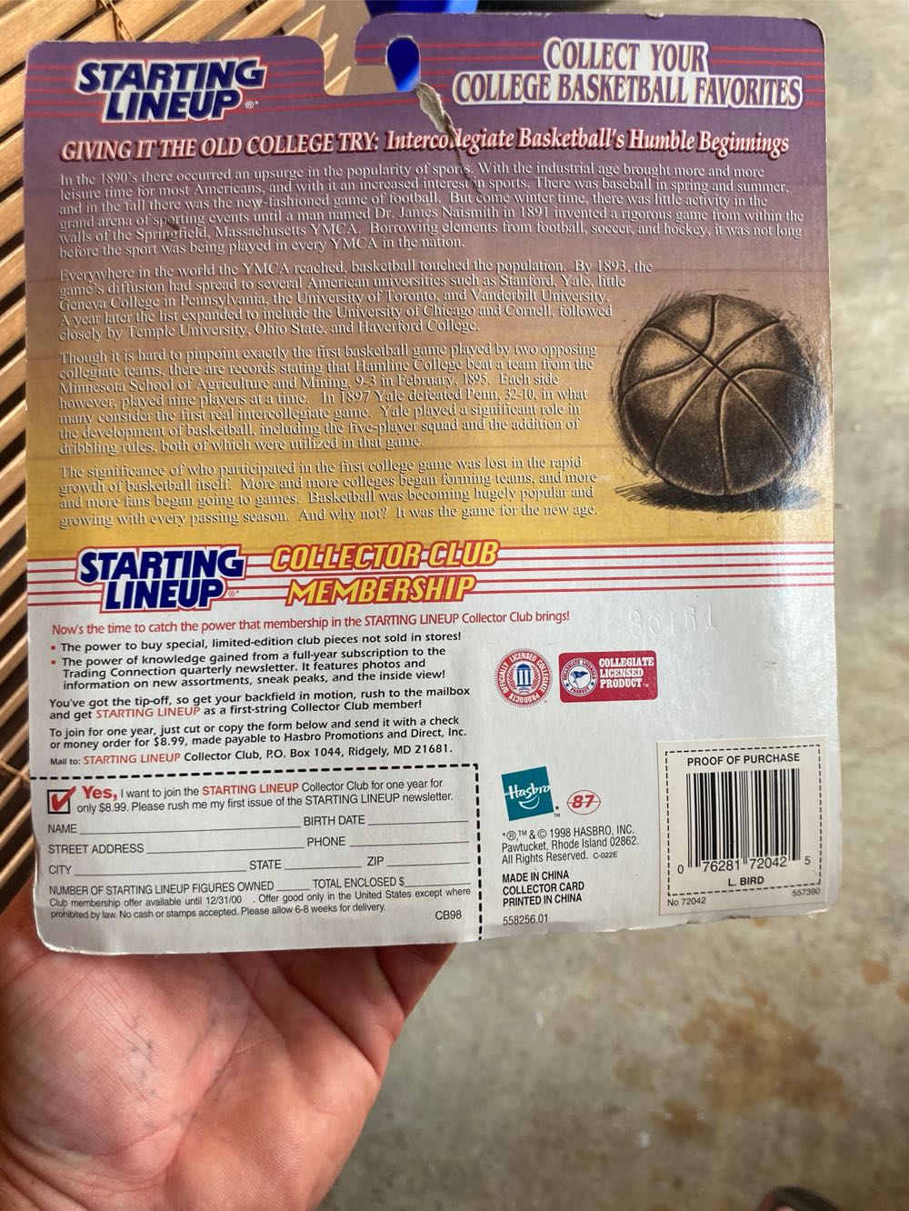 Ncaa Basketball Starting Lineup Larry Bird Indiana State University - Hasbro Inc action figure collectible [Barcode 076281720425] - Main Image 2