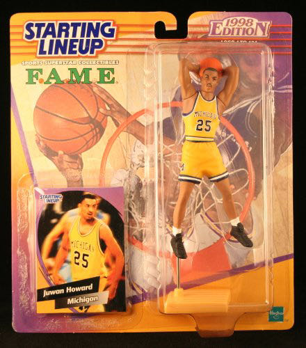 Juwan Howard University Of Michigan Wolverines Edition College Basketball Starting Lineup & Exclusive Collector Trading Card Nba  action figure collectible [Barcode 076281720470] - Main Image 1