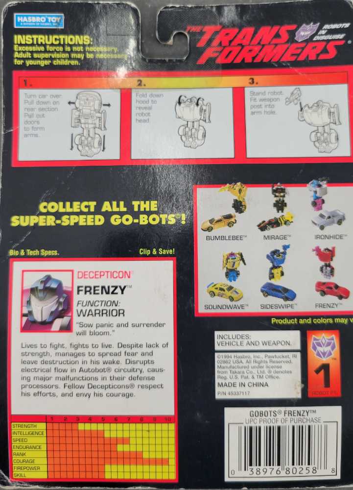 Transformers G2 Frenzy Go-bots - Hasbro (Generation 2) action figure collectible [Barcode 038976802588] - Main Image 3