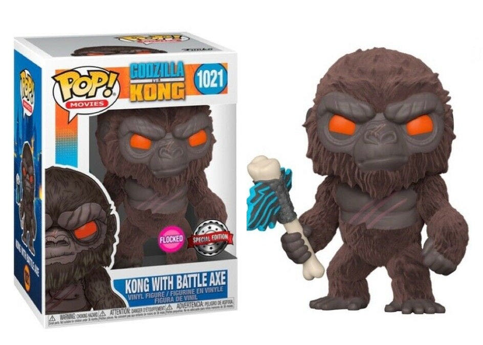 Godzilla Vs Kong # 1021 : Pop! Movies Kong With Battle Axe Flocked Special Edition - Funko (Godzilla Vs Kong) action figure collectible [Barcode 889698556019] - Main Image 2
