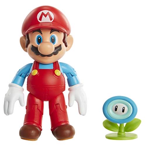 Super Mario Action Figure 4 Inch Ice Mario Collectible Toy With Ice Flower Accessory 406804  action figure collectible [Barcode 192995406803] - Main Image 1