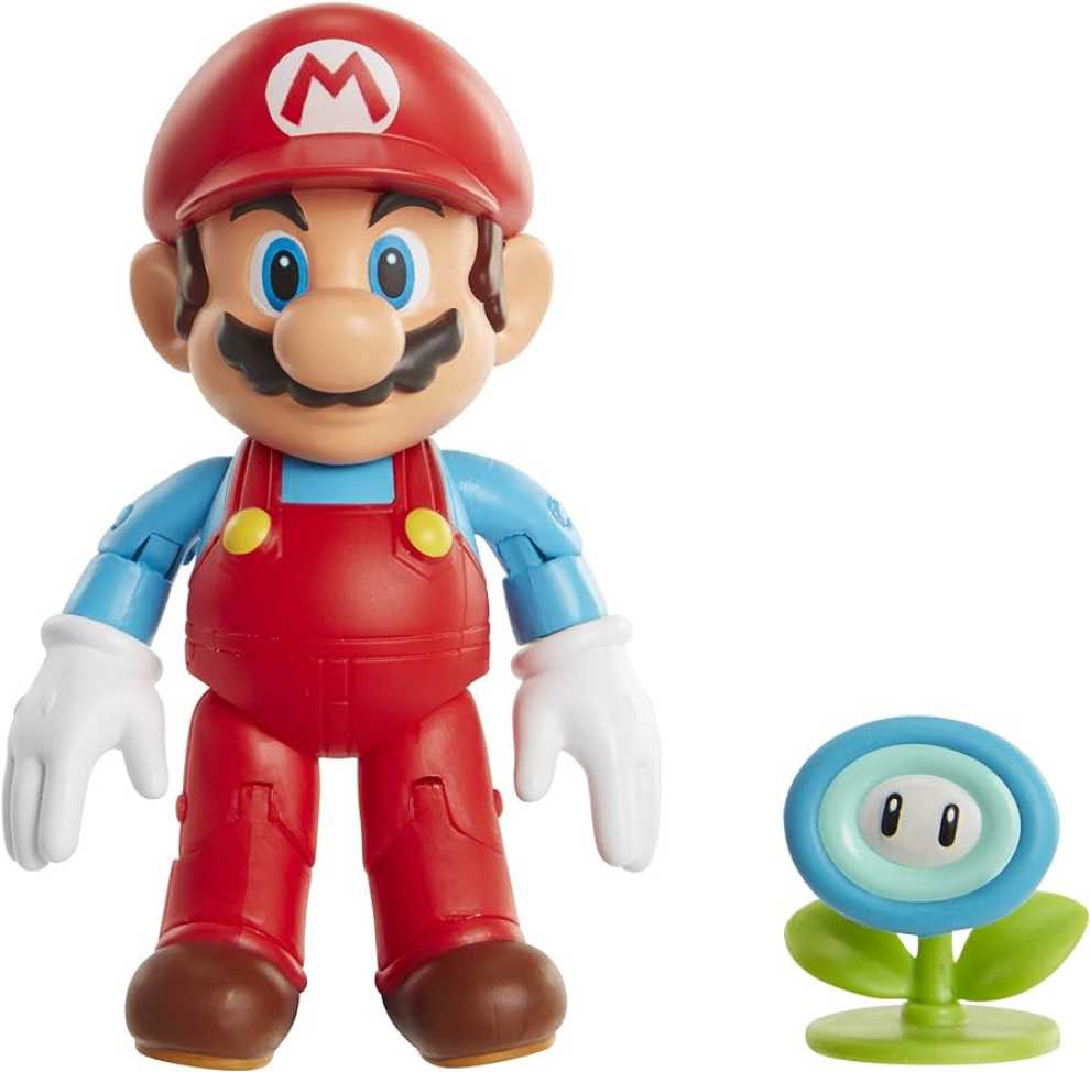 Super Mario Action Figure 4 Inch Ice Mario Collectible Toy With Ice Flower Accessory 406804  action figure collectible [Barcode 192995406803] - Main Image 2