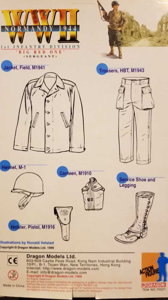 Dragon - 1st Infantry Division Big Red One (Sergeant) Dave - Dragon (WWII Normandy 1945) action figure collectible [Barcode 089195700216] - Main Image 4