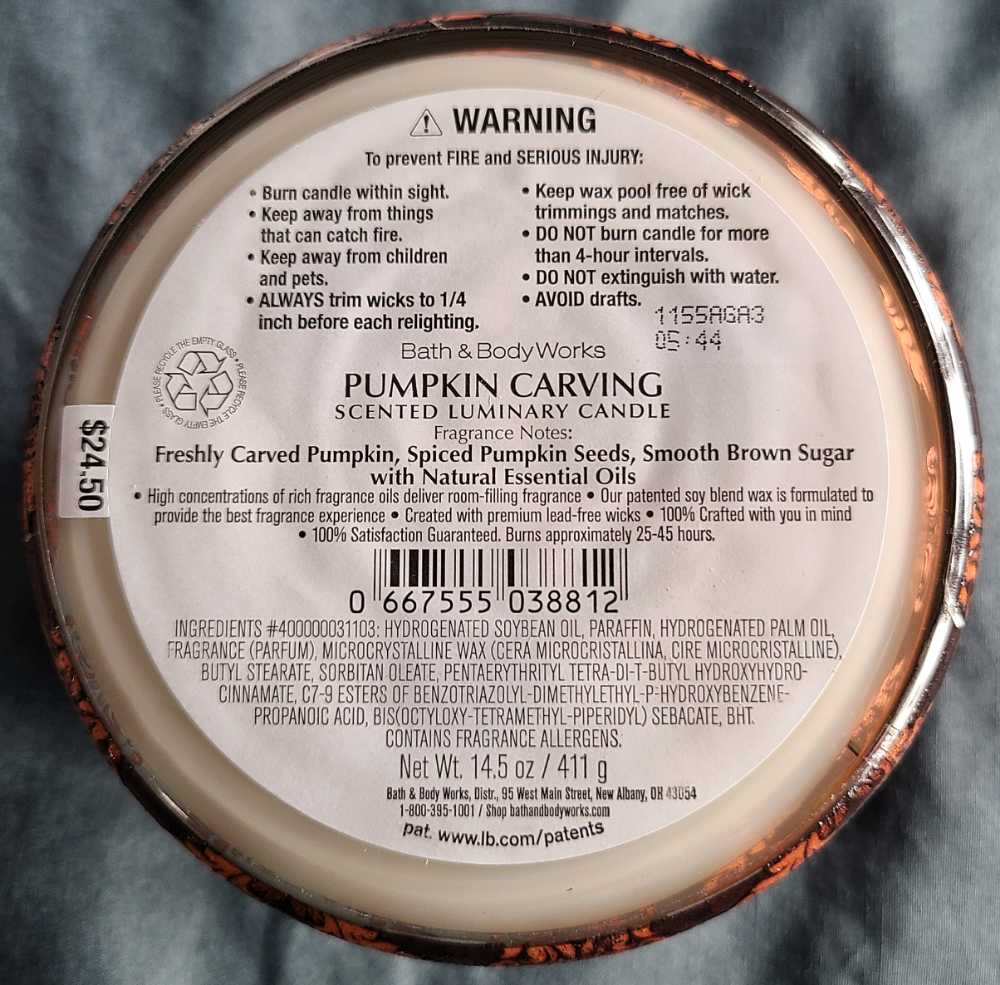 CANDLE: Halloween Bath & Bodyworks Pumpkin Carving 2021 - Bath & Bodyworks Candle (Halloween Candles) action figure collectible [Barcode 667555038812] - Main Image 2
