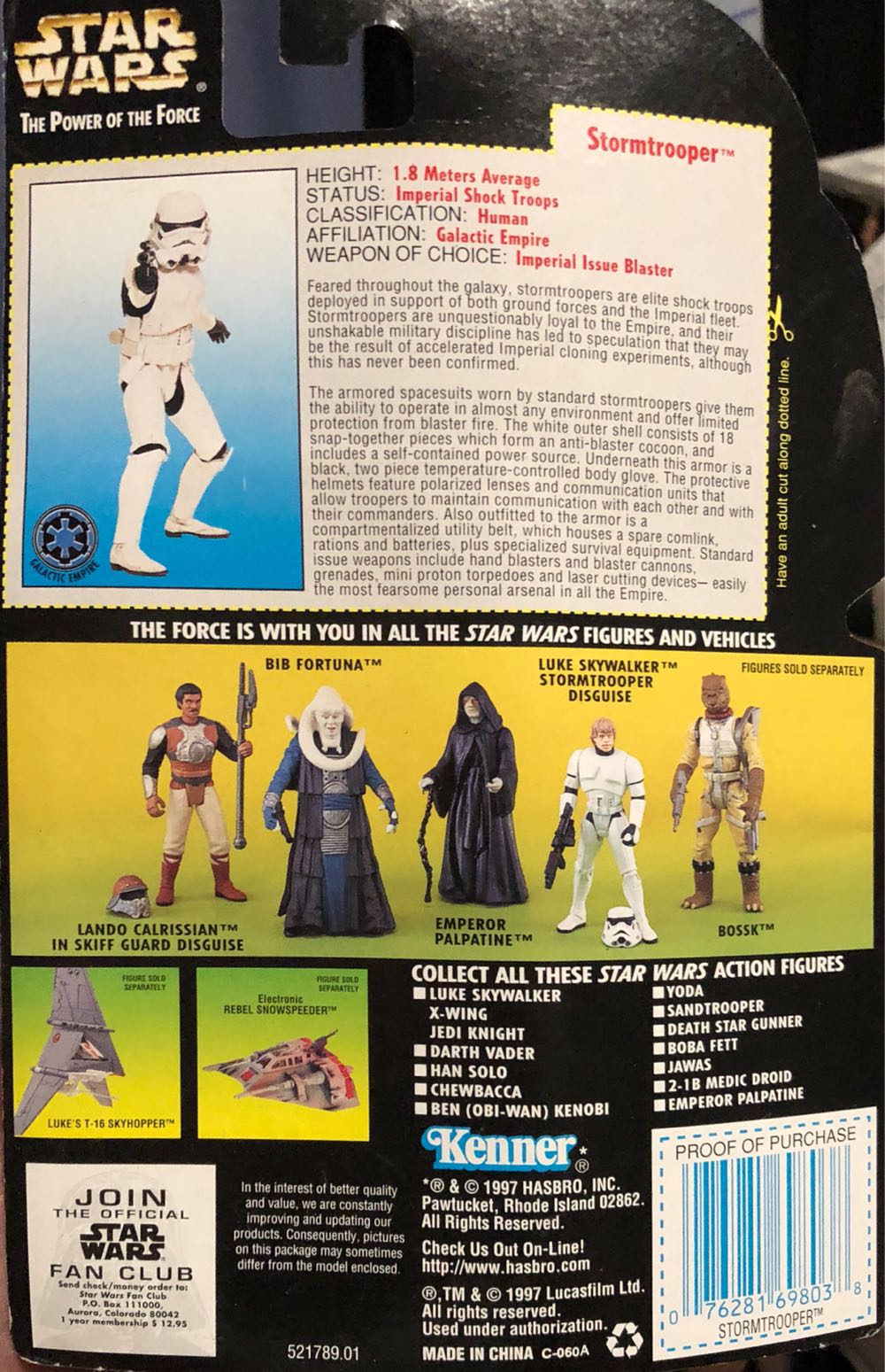 StormTrooper W/ Blaster Rifle and Infantry Cannon - Kenner (Power Of The Force -foil Card) action figure collectible [Barcode 076281698038] - Main Image 2