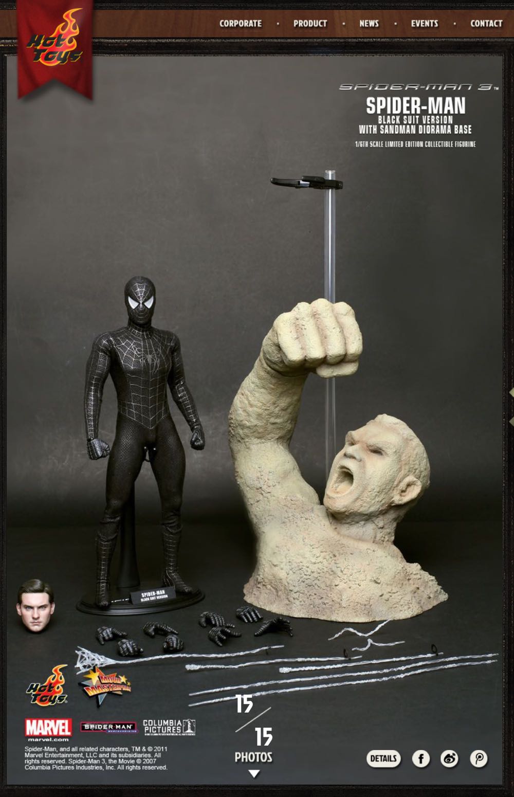 Hot Toys Spider-Man Black Suit Version - Hot Toys / Sideshow (Movie Masterpiece Deluxe) action figure collectible [Barcode 4897011174228] - Main Image 2