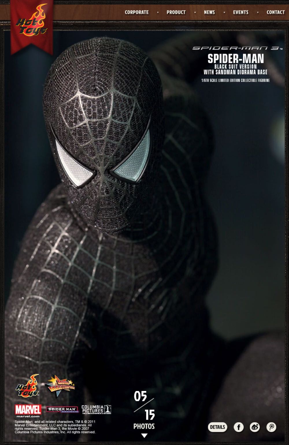 Hot Toys Spider-Man Black Suit Version - Hot Toys / Sideshow (Movie Masterpiece Deluxe) action figure collectible [Barcode 4897011174228] - Main Image 3