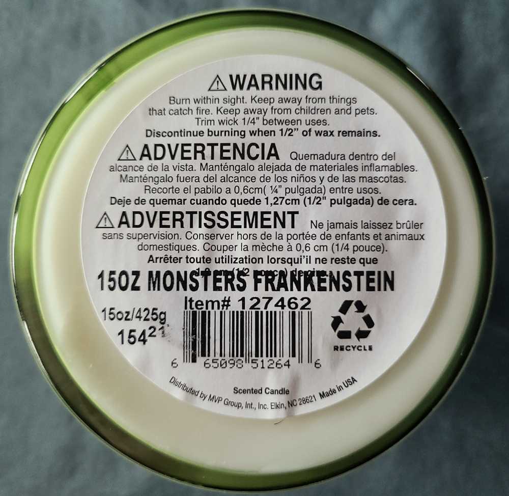 CANDLE: Halloween Colonial Carolina Collections Frankenstein 2021 - Colonial Candle (Halloween Candles) action figure collectible [Barcode 665098512646] - Main Image 2